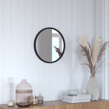 Flash Furniture 16" Round Black Metal Framed Accent Wall Mirror HFKHD-6GD-CRE8-881315-GG